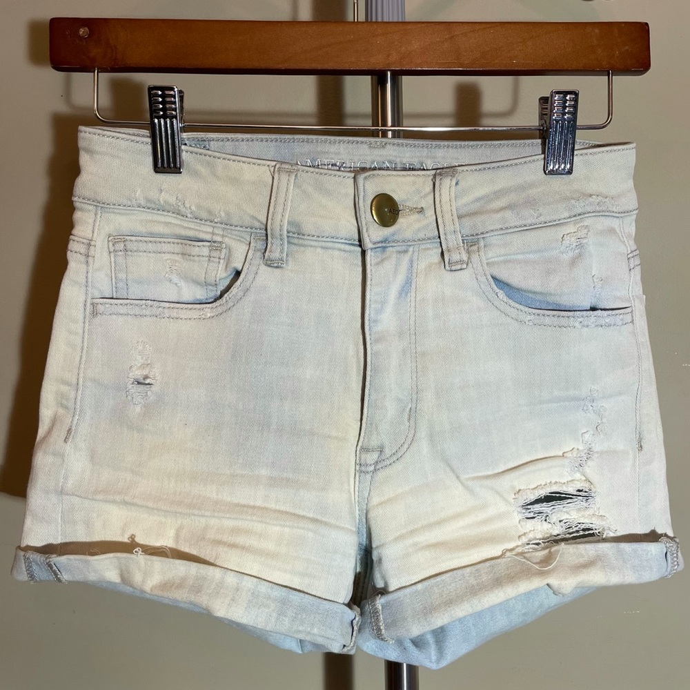 AEO hi-rise shortie ripped shorts